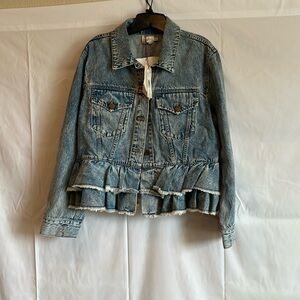 Alice + Olivia Denim Jacket. Ruffle Hem Denim Jacket. Size: XL/TG.